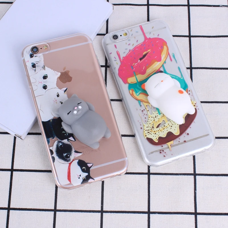 Мягкий чехол для телефона iPhone 5S 6 6S 3D милый мягкий силиконовый с пандой и кошкой 5 se