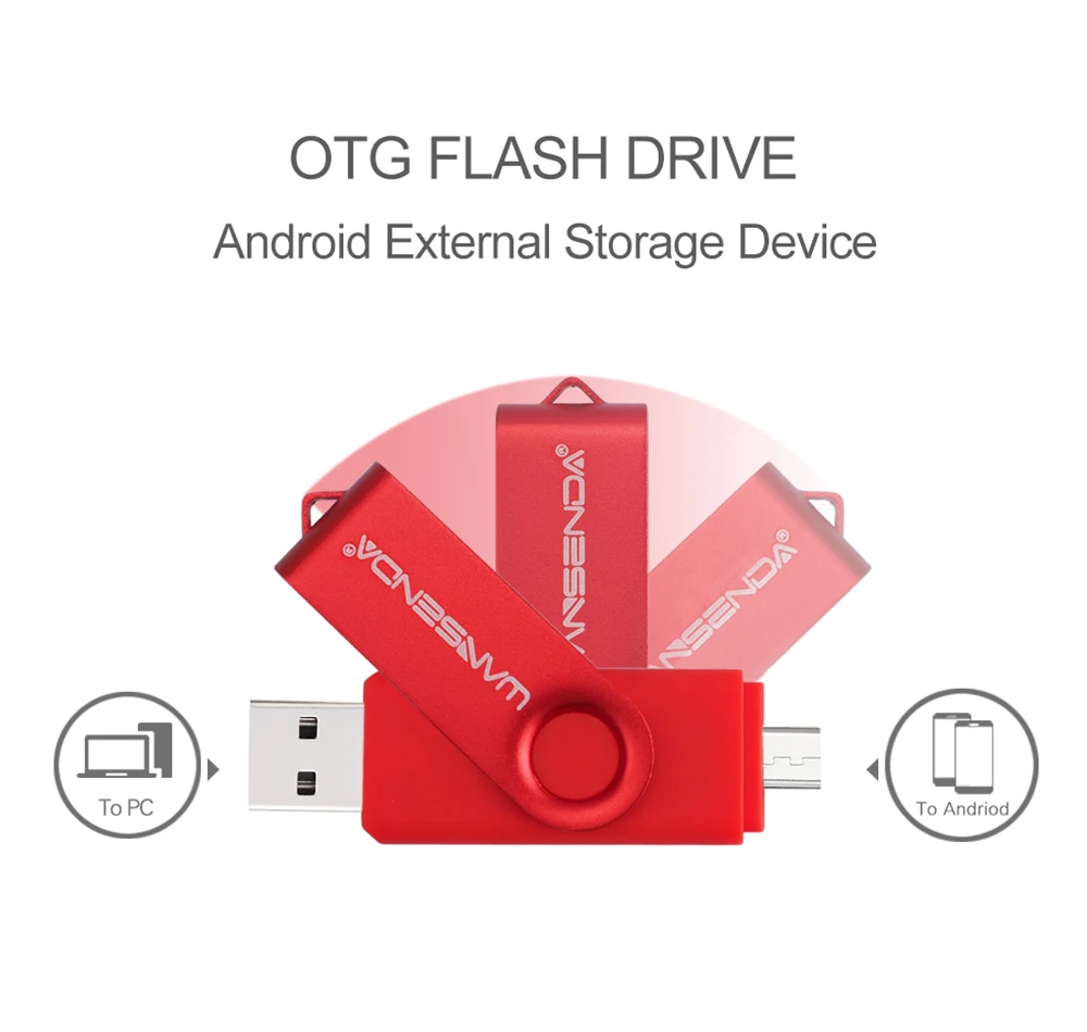 USB флеш-накопитель Wansenda USB2.0 OTG 4 ГБ 8 16 32 64 128 для смартфонов планшетных ПК флешек
