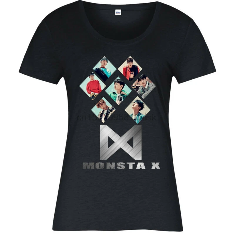 Monsta X Футболка K Pop Boy Band Tour 2019 женский топ|Мужские футболки| |