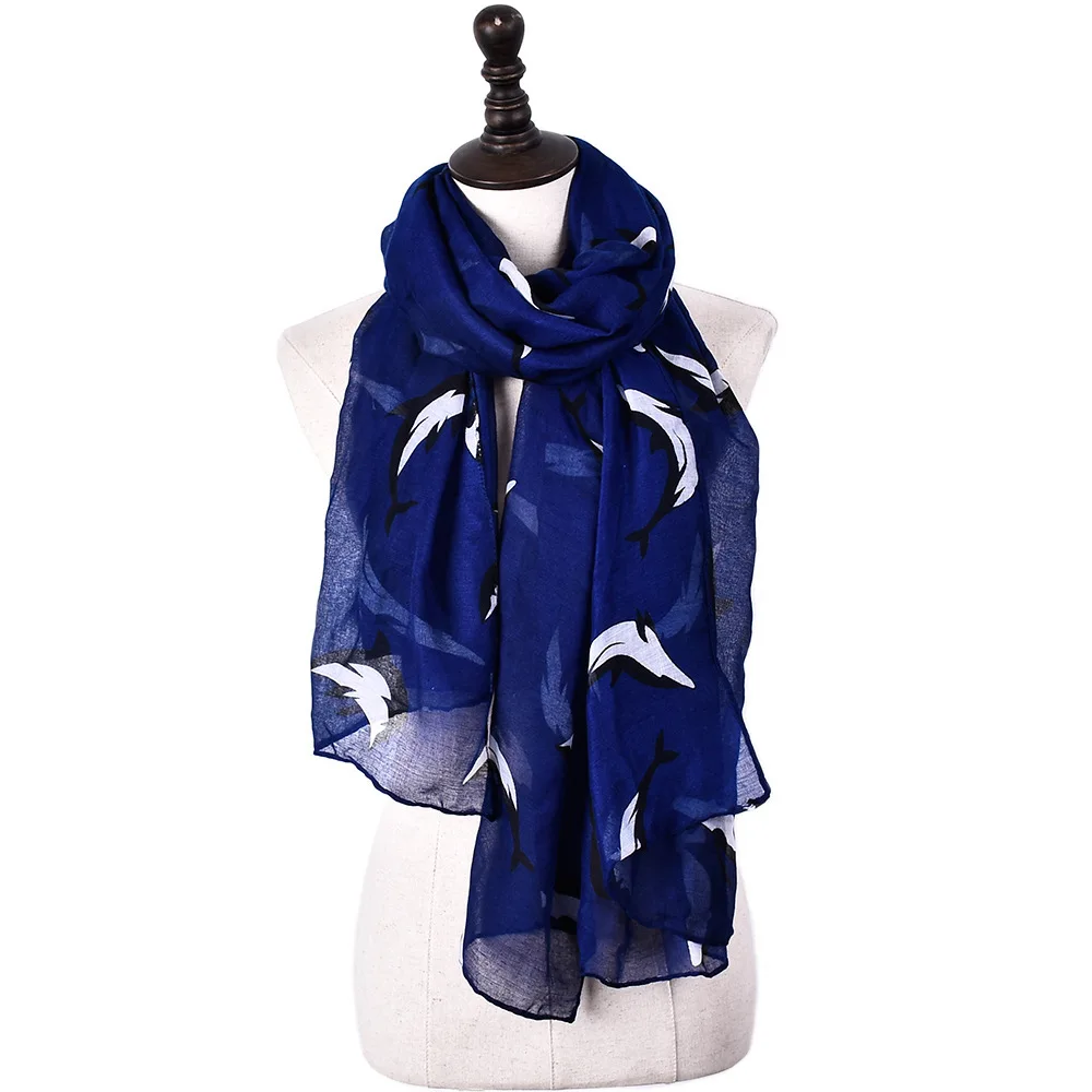 Морской Дельфин дизайн вискоза пробираться через океан с рисунком Кита шали