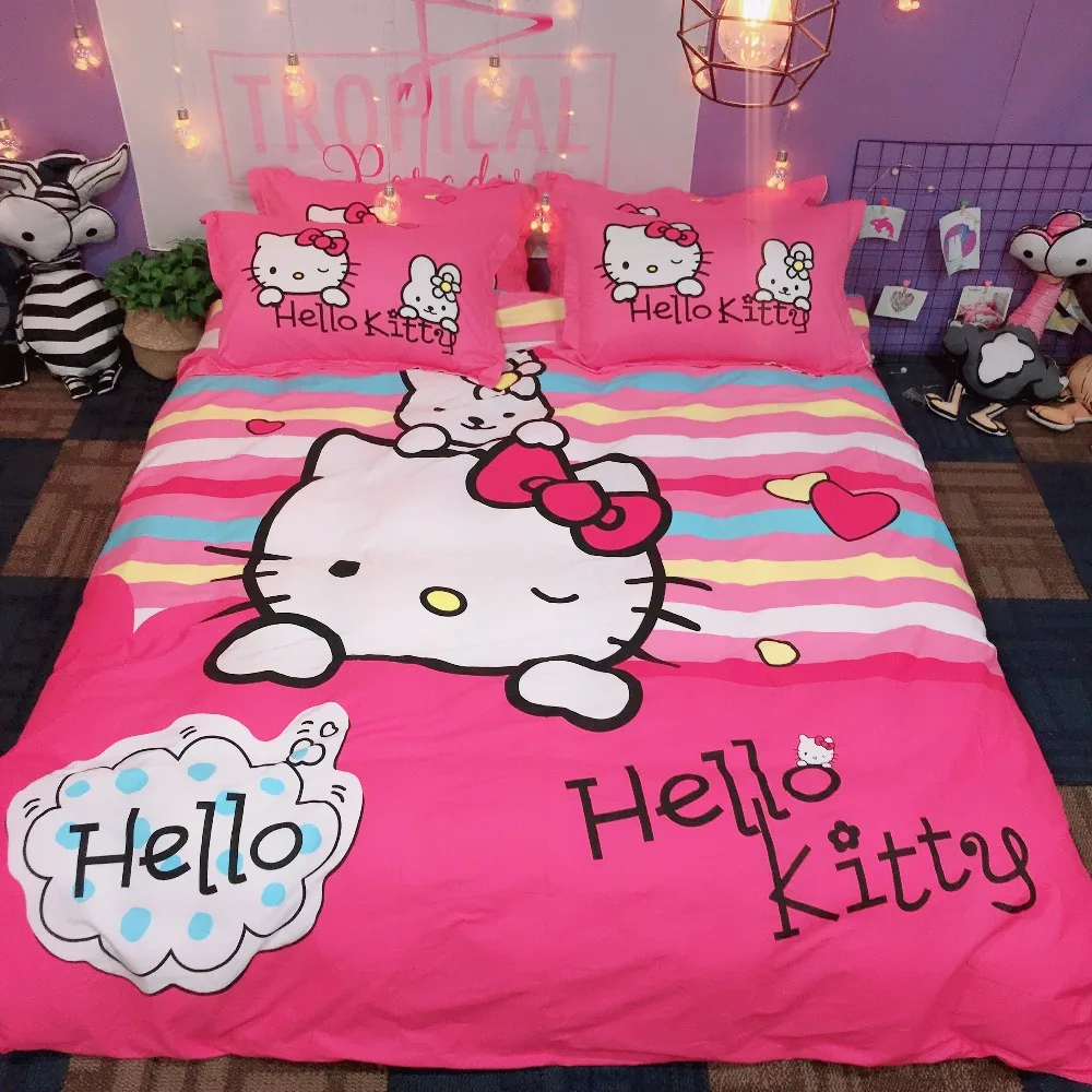 Распродажа комплект постельного белья с рисунком Hello Kitty Daroemon Cat фиолетово