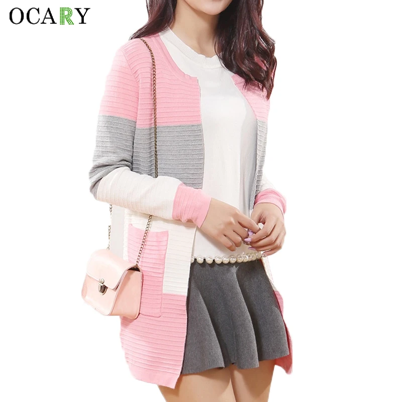 Женский трикотажный кардиган в полоску тонкий длинный вязаный весна лето|cardigan