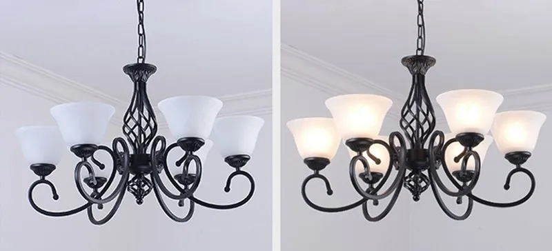 Modern Metal Body Glass lampshade Chandelier E27 Led bulb Light Ceiling Lamp European Traditional Decoration Lighting Fixture M