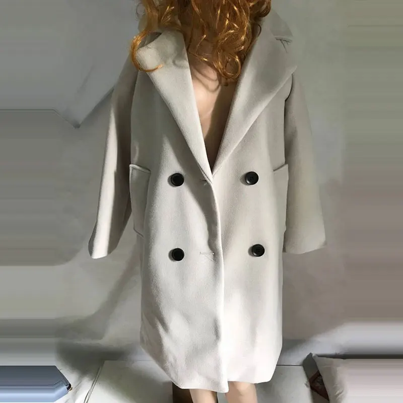 

New Thin Wool Blend Coat Women Long Sleeve Turn-down Collar Outwear Jacket Casual Autumn Winter Overcoat Winter Jacket Z5721a