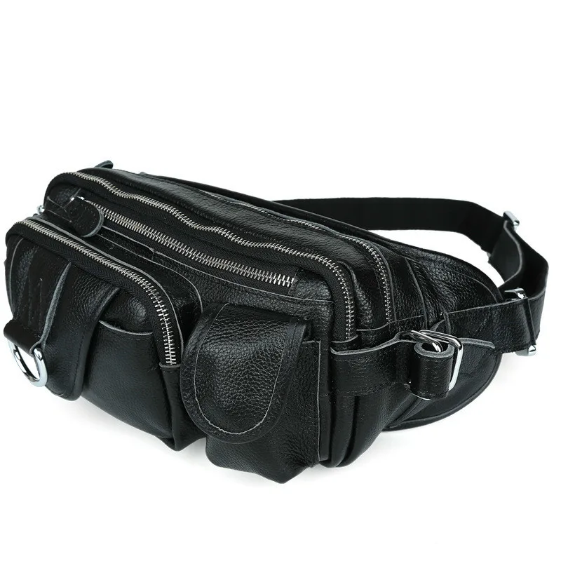 Tiding из натуральной тисненой кожи Мужская поясная сумка большой емкости модный