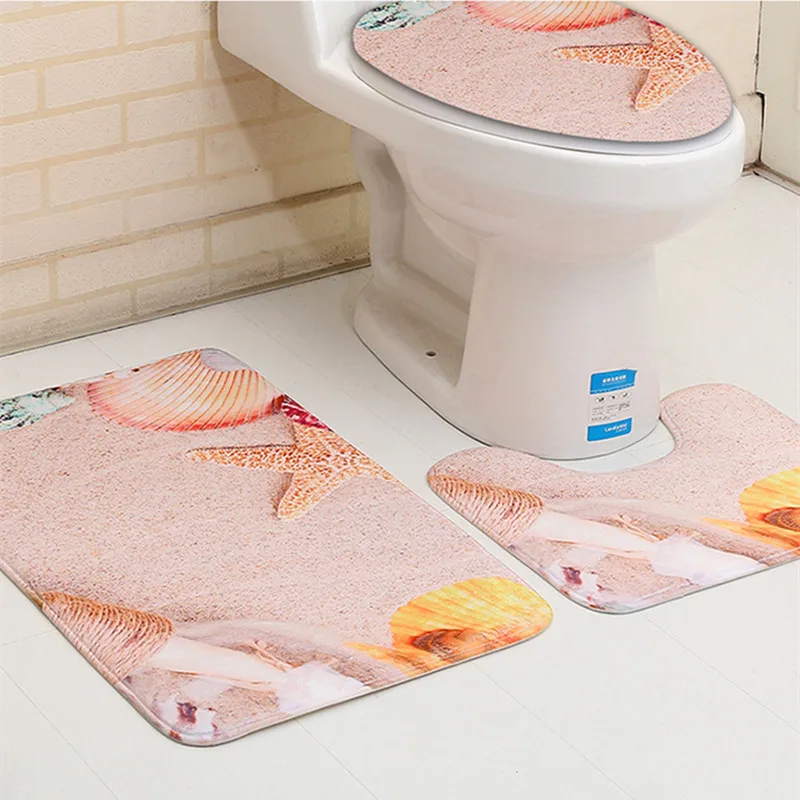 3 шт. приморский город Toliet U коврик Ванная комната коврик для ванной комплект Нескользящие 50x80 см и 45x75 см Tapis Salle De Bain Tapete Banheiro