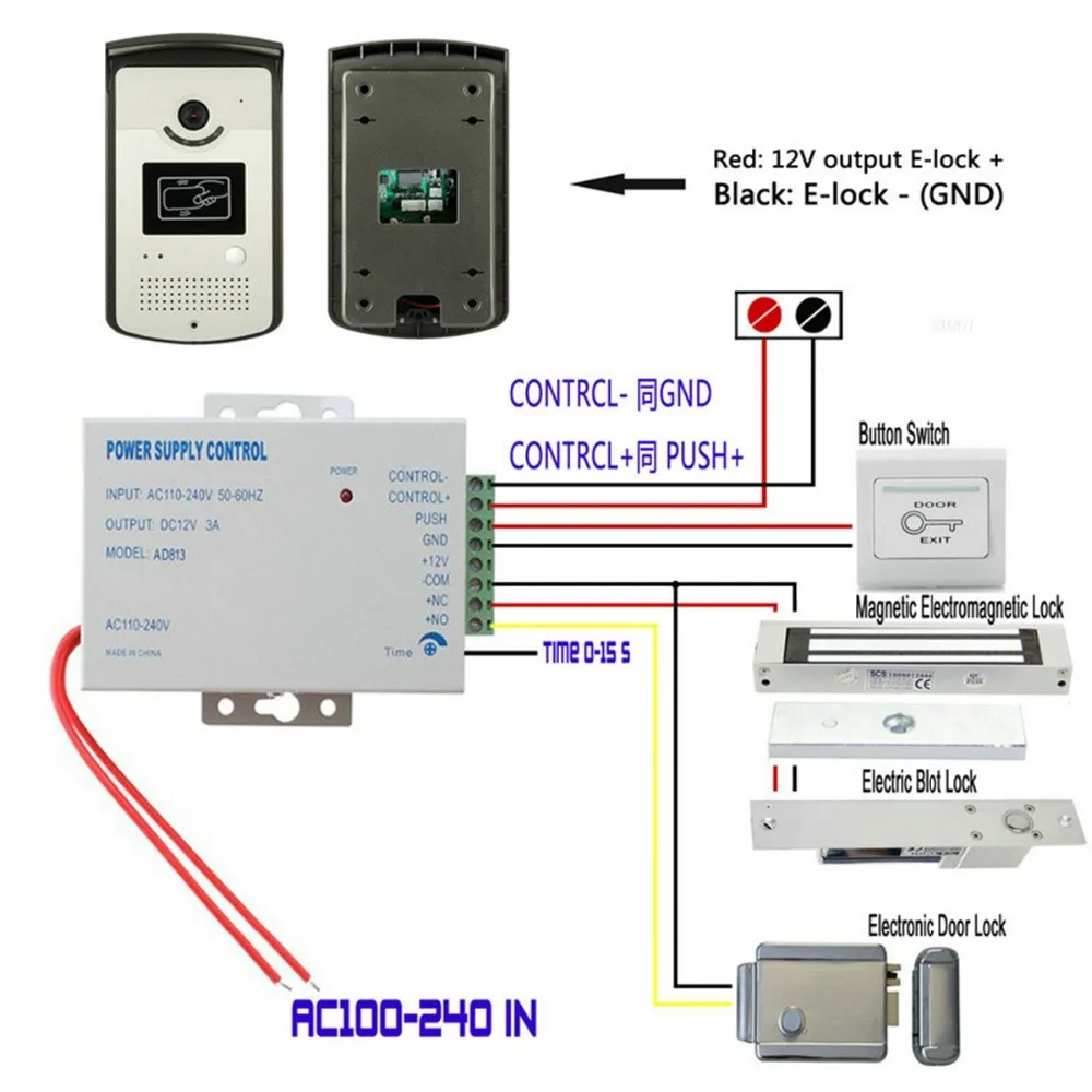 Ночное видение 7 &quotвидеодомофон с 1 белым монитором RFID кардридер HD дверной звонок