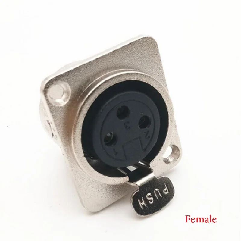 Панель Шасси металлический квадратный микрофон jack Enchufe 3PIN XLR разъем 3PIN Мужской Женский Разъем провода разъем XLR jack - Цвет: Female