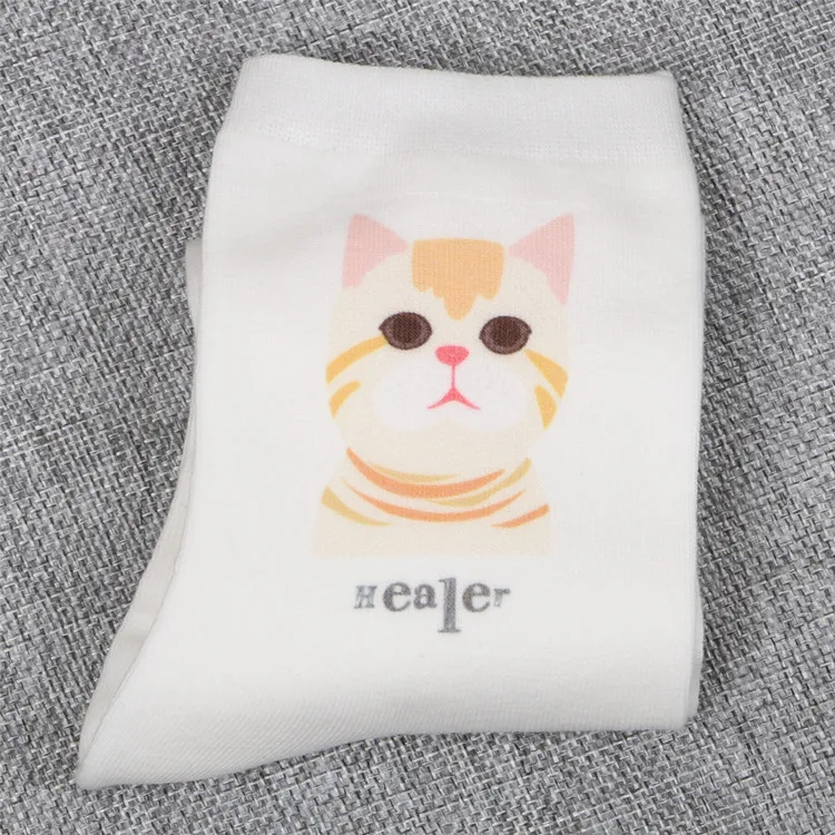 Для любителей кошек супер милые хлопковые носки белые удобные до лодыжки Kawaii