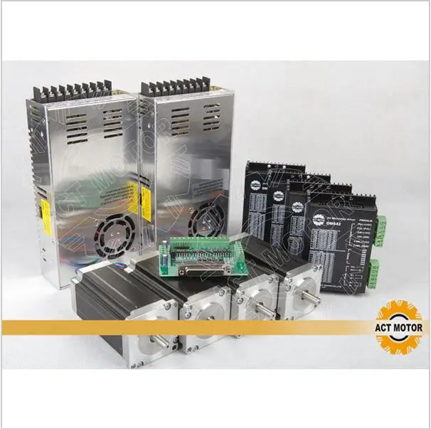 Действовать двигатель 4 оси Nema23 шаговый двойной вал 23HS2430B 425oz-in 3A провода