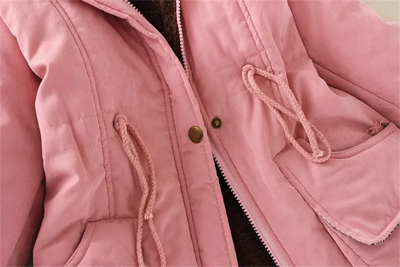 

Adogirl Plus Size S-3XL Women Hooded Parkas with Faux Fur Warm Winter Wool Blends Jacket Cotton Coat Thick Casual Outerwear