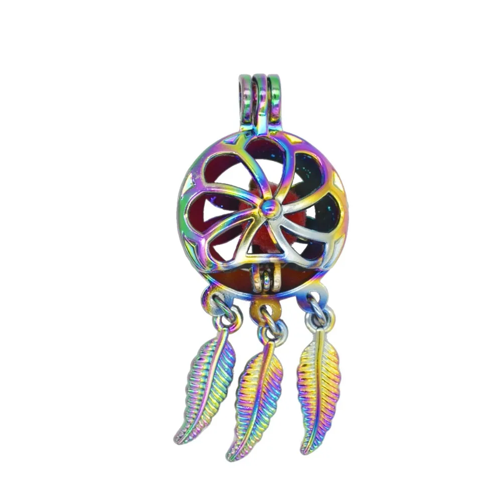 REYOW 5 шт. Радуга Стрекоза Dream Catcher Жемчужница из бисера клетки кулон эфирное масло