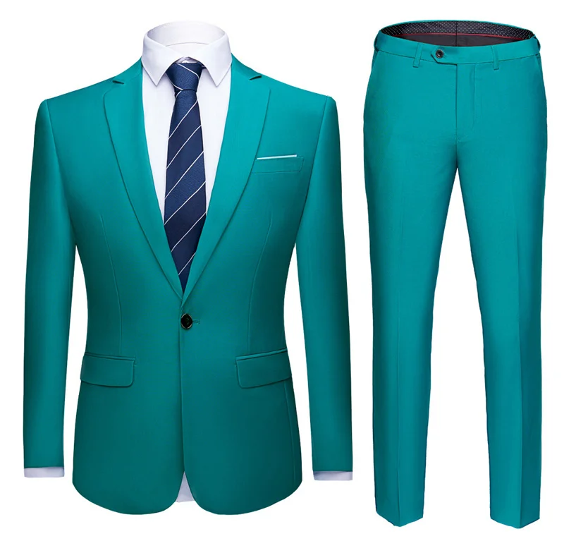 kong blue suit Мужские костюмы Королевского синего цвета, официальные, выпускные костюмы со штанами, вечерние, свадебные смокинги, Мужской приталенный деловой повседневный костюм 6XL - Цвет: kong blue suit