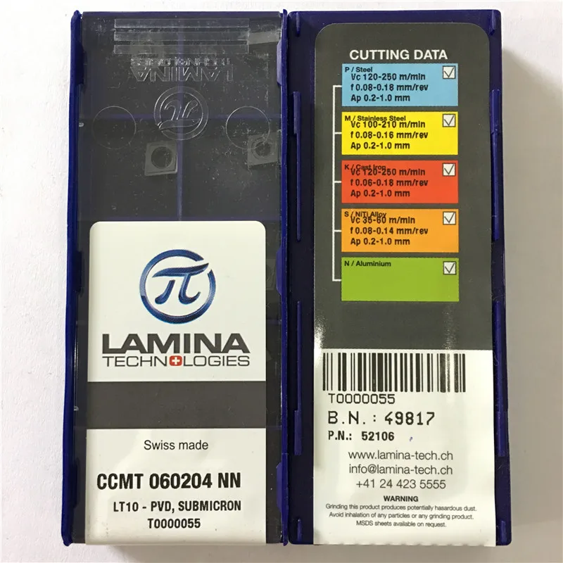 CCMT060204NN LT10 Оригинал LAMINA ЧПУ лезвие вставки карбида токарный инструмент 10 шт./лот