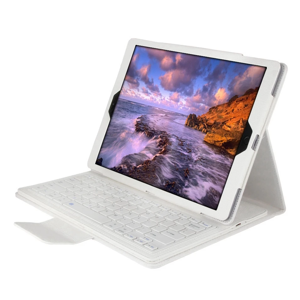 Для iPad Pro 12,9 дюйма, беспроводной чехол с клавиатурой Bluetooth для iPad Pro 12,9, кожаный чехол-подставка для планшета+ стилус - Цвет: Белый