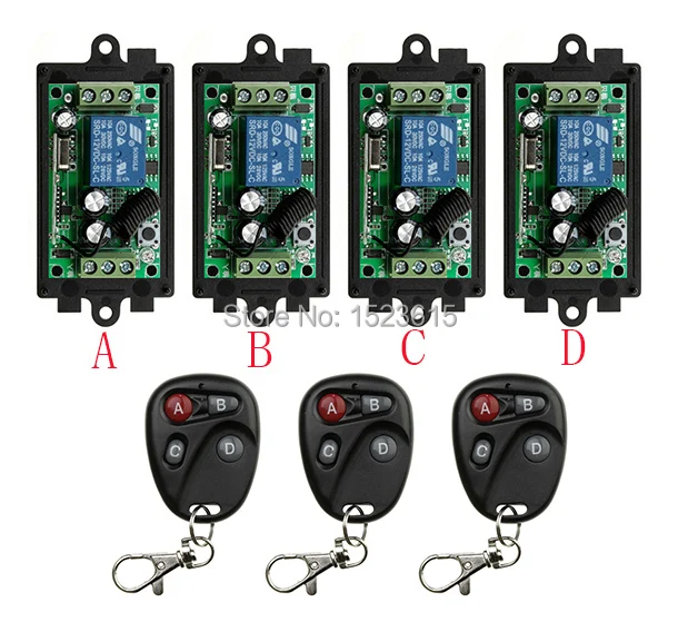 

NEW DC12V 1CH 10A Radio Controller RF Wireless Relay Remote Control Switch 315 MHZ 433 MHZ teleswitch 3 Transmitter +4 Receiver