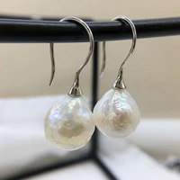 womens earrings white baroque pearls irregular shape 925 sterling silver fish hook earrings pearl earrings gifts for girls