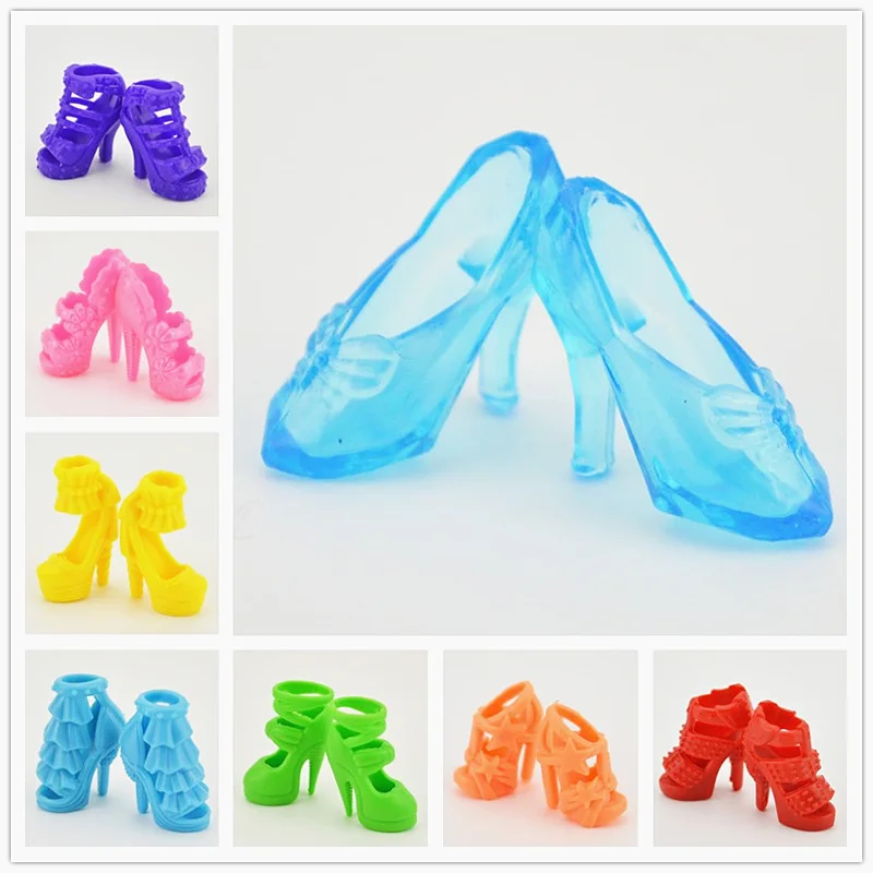 10 пар/компл. Мода красочные аксессуары для куклы женские туфли на каблуках