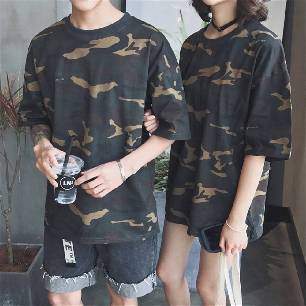 

Men's Summer Round Collar Camouflage Short Sleeve T-Shirt Military Green Camouflage Print Casual Loose Sports Short Sleeve Top