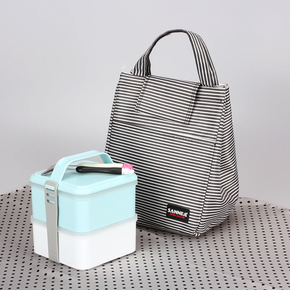SANNE 8L Stripe Simplicity Thermal Insulation Ice Pack Bags Picnic Food Cooler Bags For Women Student Portable Cooler Bag CL509