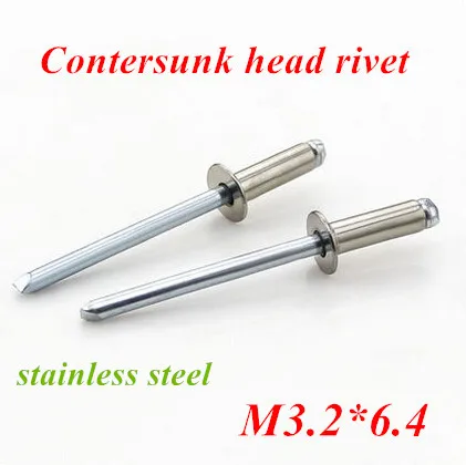 Заклепки с потайной головкой из нержавеющей стали 100 шт./лот M3.2 * 6 4 мм|steel tube|rivet