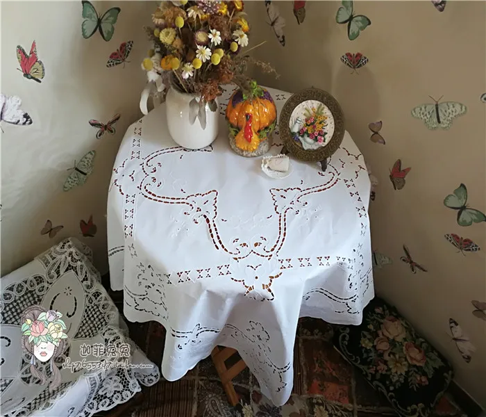 VGOLSUN домашняя гостиничная скатерть, элегантная, Европейский, пасторальный стиль, 130 см, квадратная, хлопок, ручная работа, вышитая скатерть