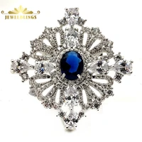 royal vintage cz loop ribbon oval cut blue cz stone square brooch art deco pins princess jewelry for women outfit dressy jewelry
