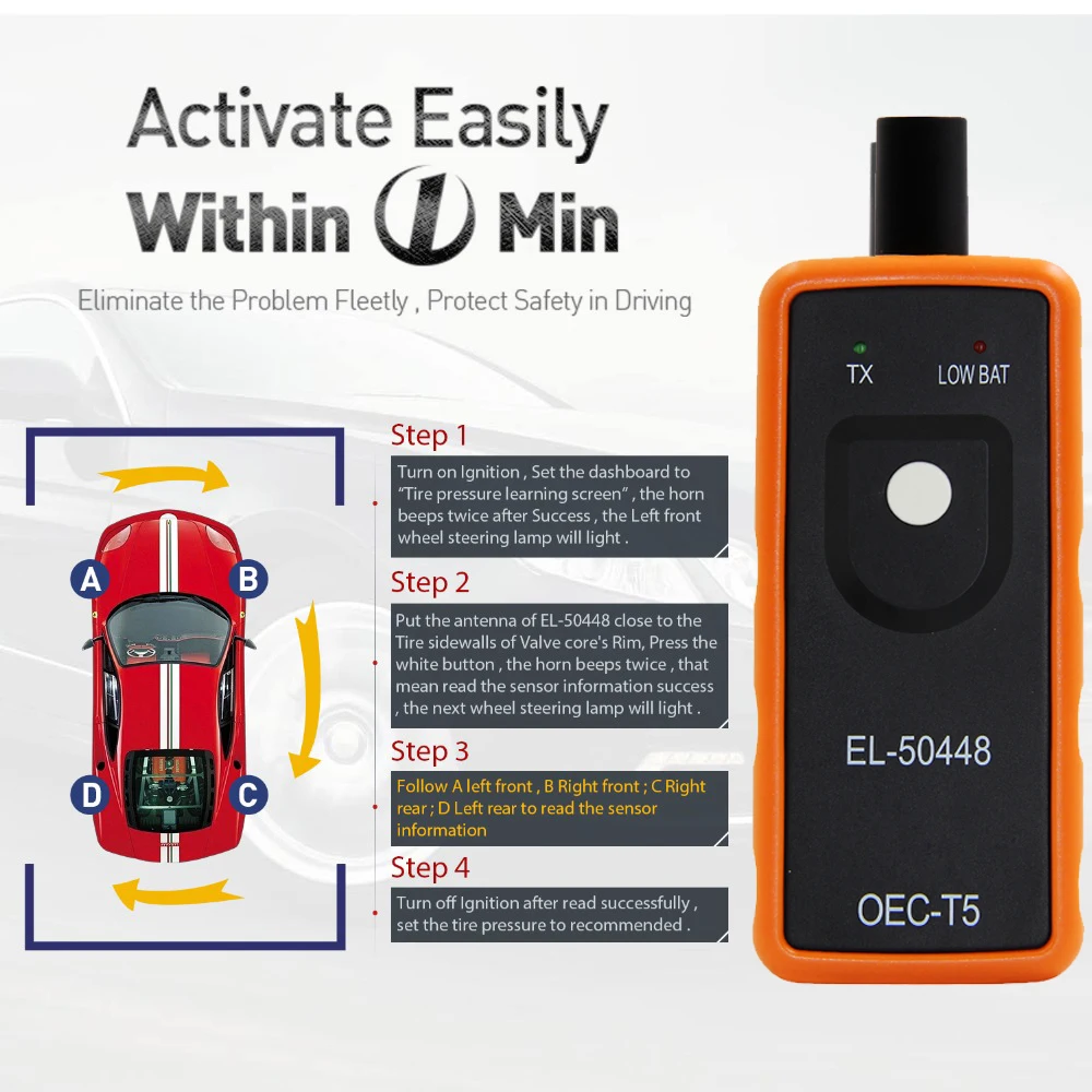 Диагностический инструмент EL50448 TPMS с датчиком для GM автомобильный датчик