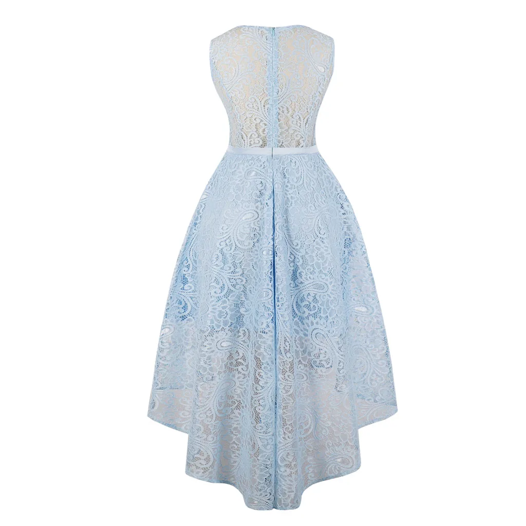 Plus Size Lace embroidery Sleeveless Vintage Dress Short Front Long Back Party Dresses Feminino Vestidos | Женская одежда