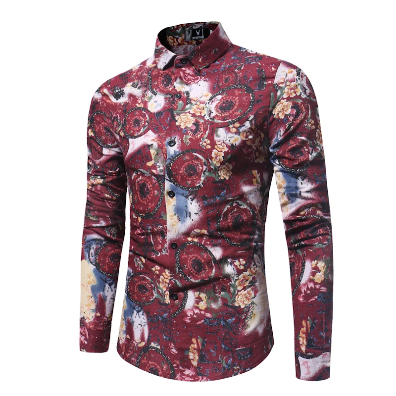 Весенняя и летняя модная трендовая Мужская рубашка с длинными рукавами красная