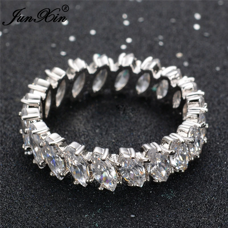 JUNXIN круглое женское кольцо натуральный камень белое золото Заполненные