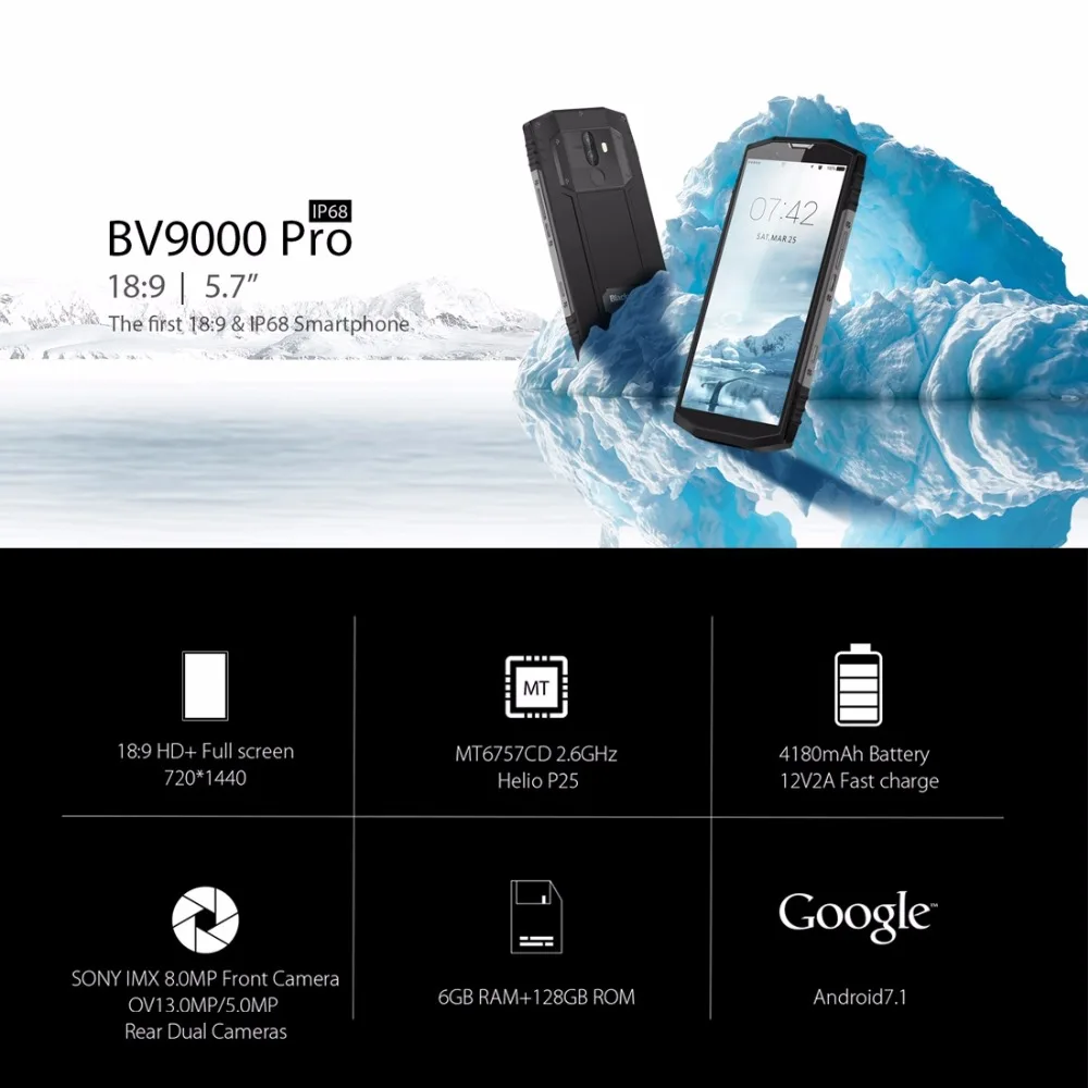 Blackview BV9000 Pro 4G мобильный телефон с функцией 18:9 5 7 &quotMTK6757 Octa Core Android 1 6 ГБ + 128 13MP