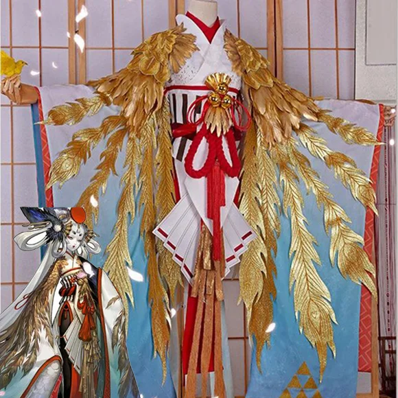 Косплей мобильная игра Onmyoji Catch bird новая кожа золотой журавль перо 6 шт. Cos