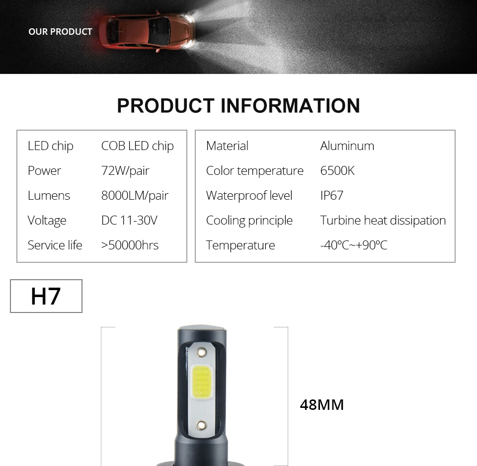 Aceersun H7 H4 светодиодный автомобильный головной светильник H4 H1 H11 9005 72 Вт мини cob чип 12 в 24 В Автомобильные фары 8000лм 6500 К 4300 К противотуманный светильник