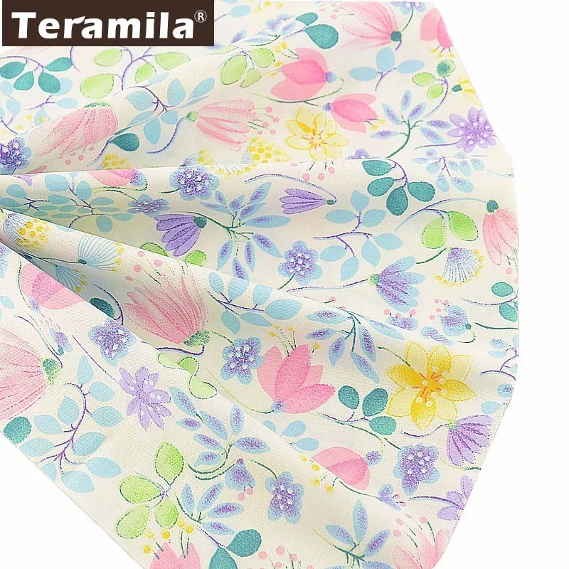 Teramila Twill хлопковая ткань с цветочным узором цветы стеганый Tecido шитье лоскутное Telas DIY Tissus Au метр Белый Скрапбукинг