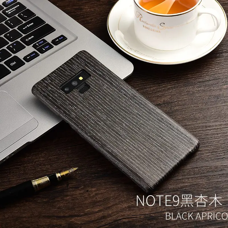 Натуральный Деревянный чехол для телефона для samsung galaxy note 9 note9 чехол из красного дерева/палисандр/Черный лед дерево/оболочка(настоящее дерево) крышка - Цвет: Black apricot wood