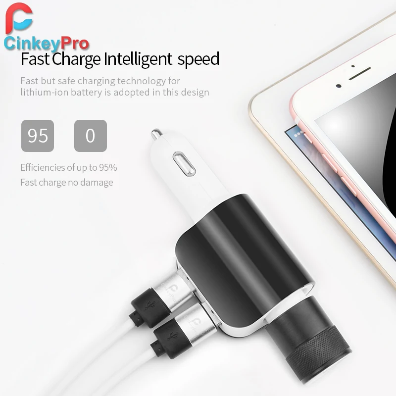 CinkeyPro двойной USB Автомобильное зарядное устройство адаптер Универсальный
