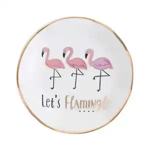 Flamingo Мини поднос в скандинавском стиле, расписанный фламинго, кактус, корона, керамический соус, ювелирная тарелка, Креативные украшения, поднос для сервировки - Цвет: Flamingo