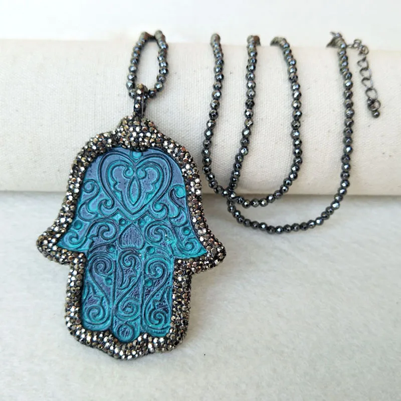 4 пряди beads бусы цепи ожерелье Античная Бронза Кулон Пальма со стразами проложить Шарм для женщин ювелирные изделия ожерелья NK281