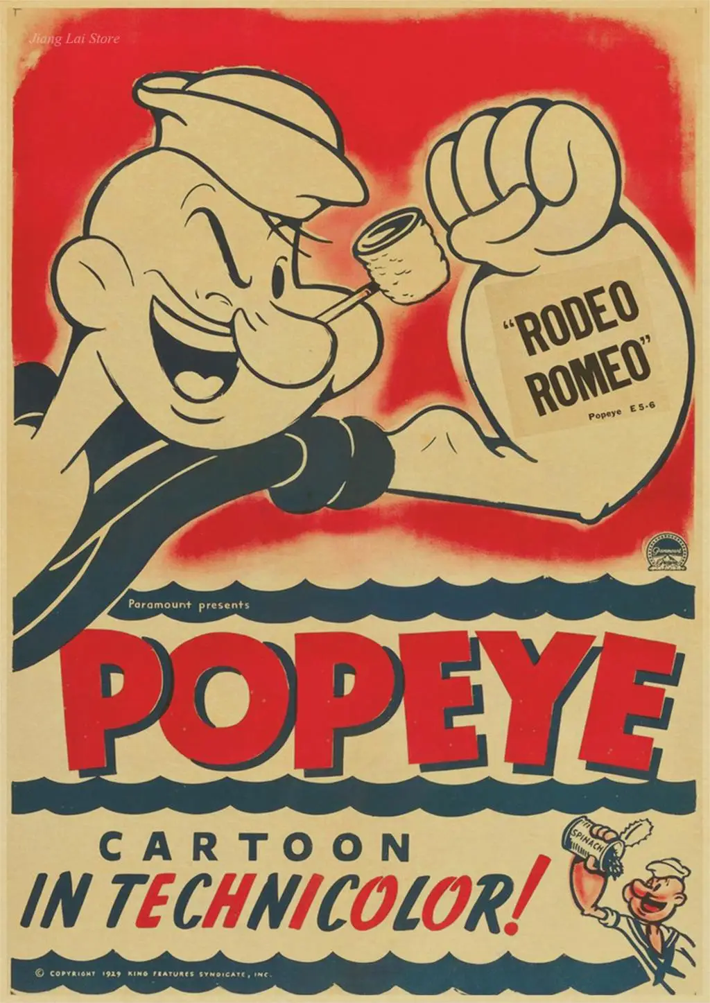 Popeye/Классическая анимация/крафт-бумага постер/Бар Кафе декоративный бумажный плакат