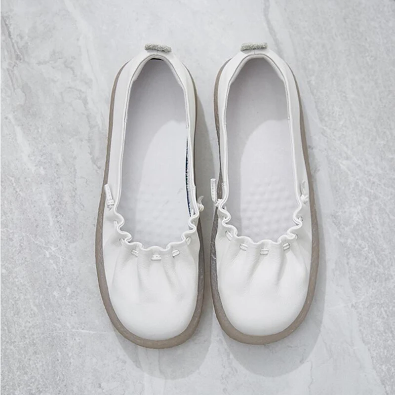 Женские туфли-оксфорды балетки на плоской подошве женская обувь из натуральной