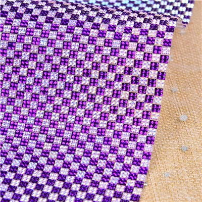 Violet 24*20 см исправление смолы радужные стразы отделка Хрустальный лист металлическая аппликация сетчатый страз лента окантовка для DIY украшения - Цвет: Violet