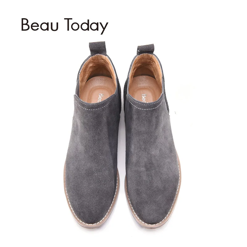 Женские ботинки Челси BeauToday эластичные из натуральной коровьей кожи с
