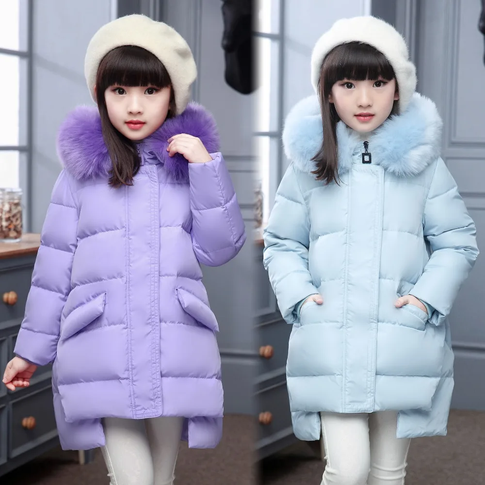 Горячая новинка зимние пуховые куртки для девочек Теплые Детские Пуховые на
