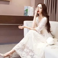 elegant dresses for women 2022 summer womens lace evening dresses floral crochet hollow out casual a line slim party dress
