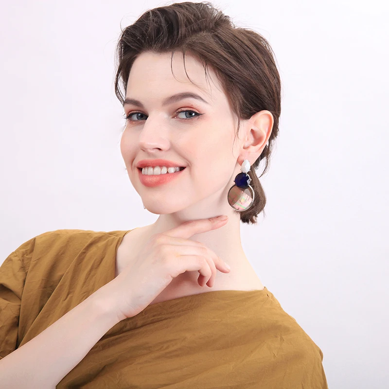 

Этнические серьги-капли в богемном стиле, Классические круглые серьги из смолы, простой дизайн, серьги для женщин, подарок на свидание, ювел...