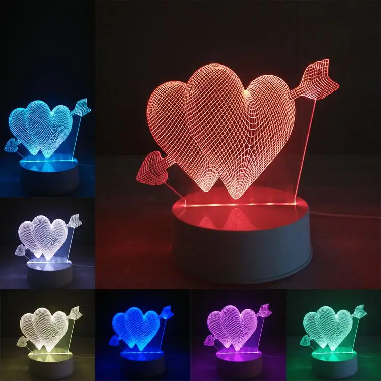 3D ночник пульт дистанционного управления светодиодная настольная лампа 7 цветов