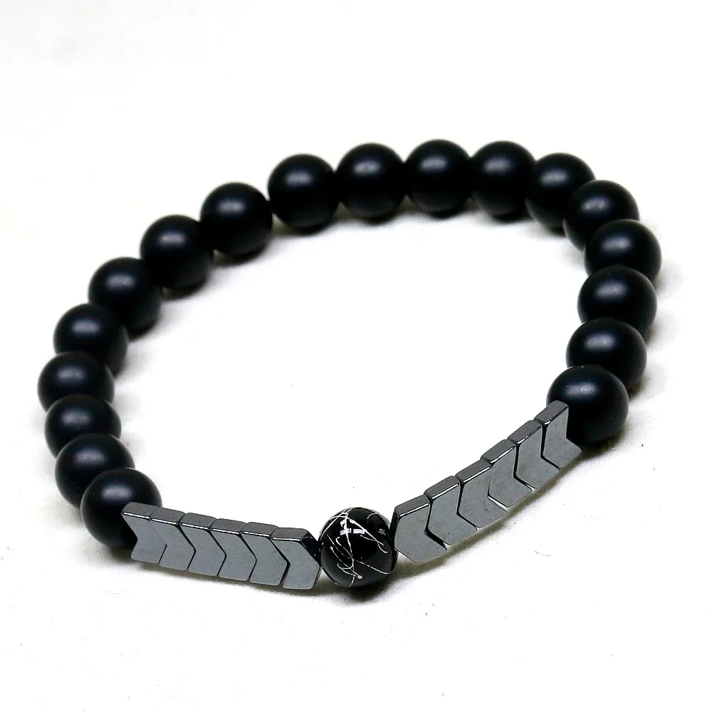 Новый стиль Матовый оникс камень гематит стрелы ювелирные изделия мужские