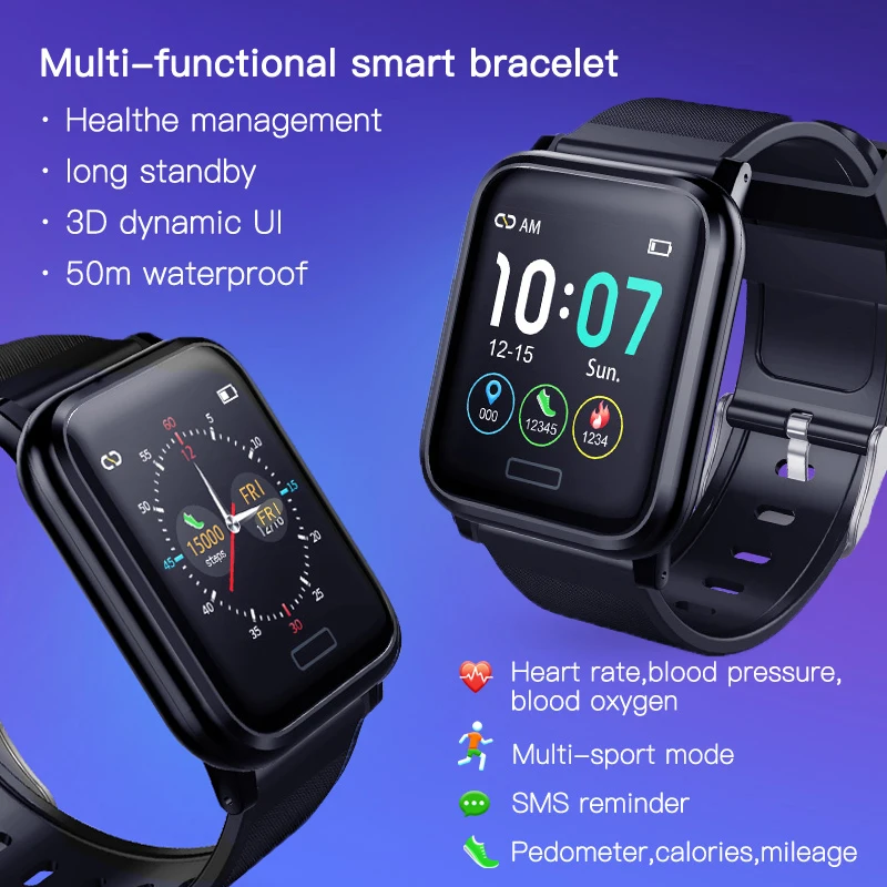 Sport Smart Watch Call Reminder Heart Rate On Wrist Waterproof Blood Pressure Men Women for Xiaomi Samsung | Электроника