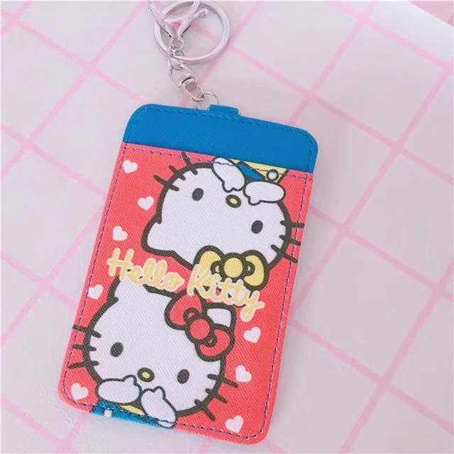 C Kawaii мультфильм Китти Две звезды автобус карты setsstudent Многофункциональный держатель карты чехол с ремешком - Цвет: C